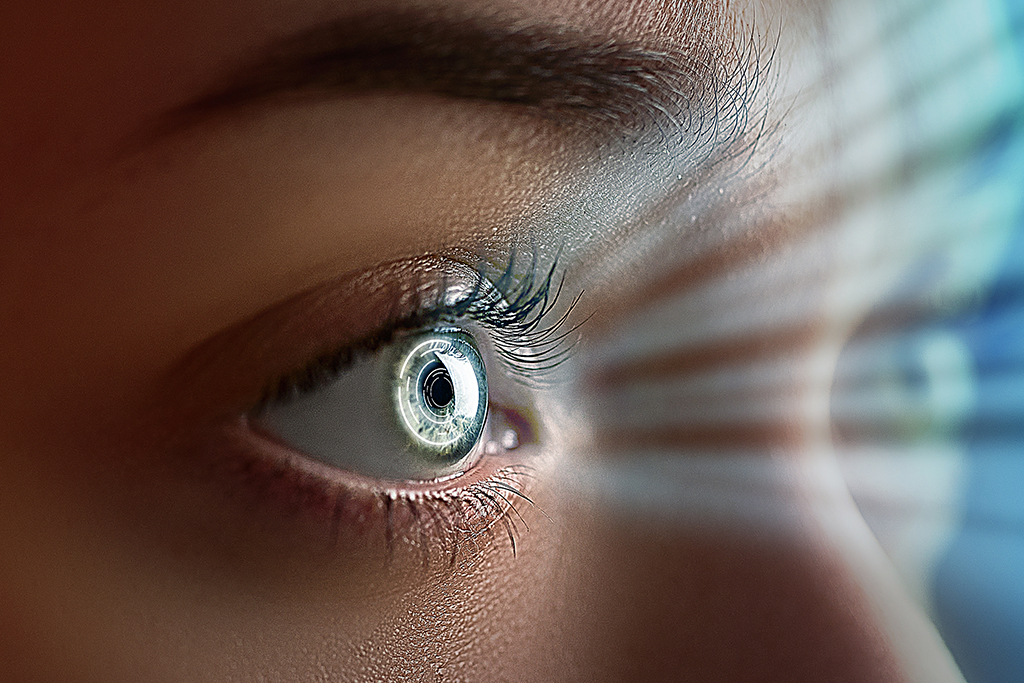 a close up of a person's eye