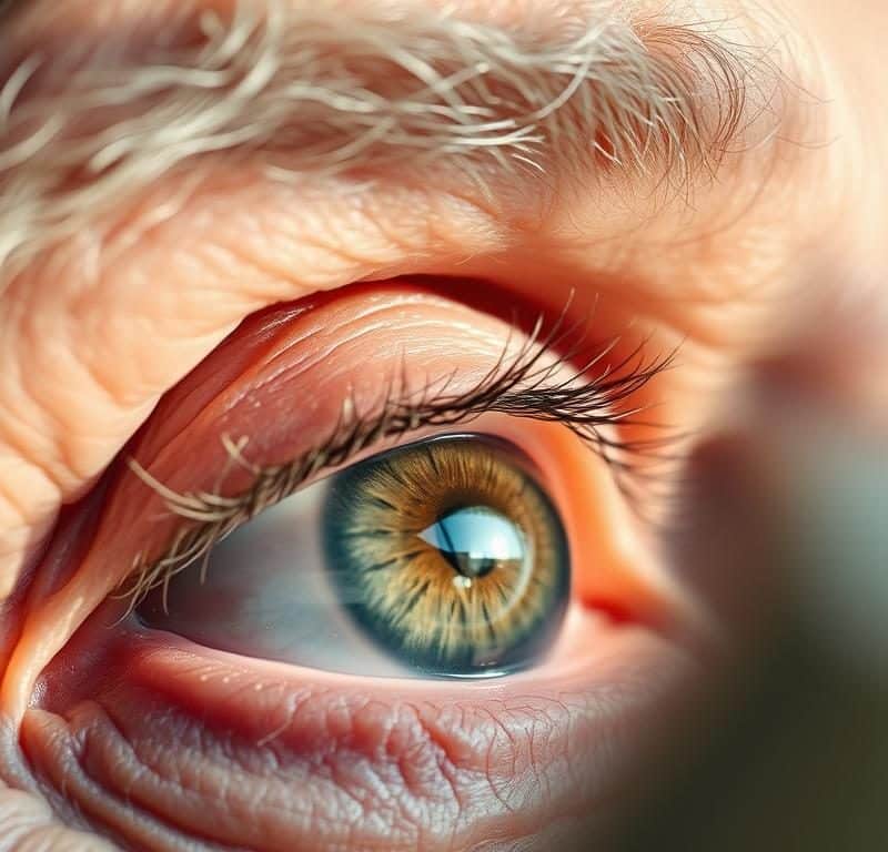 How does presbyopia (near vision impairment) develop?