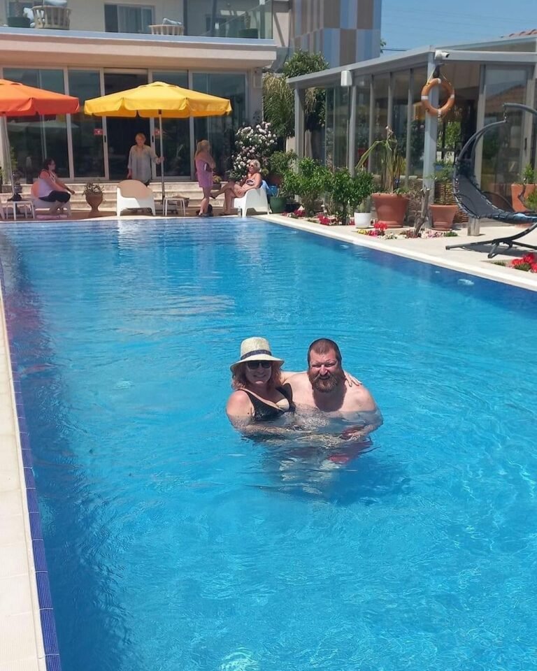 Guests enjoying the pool