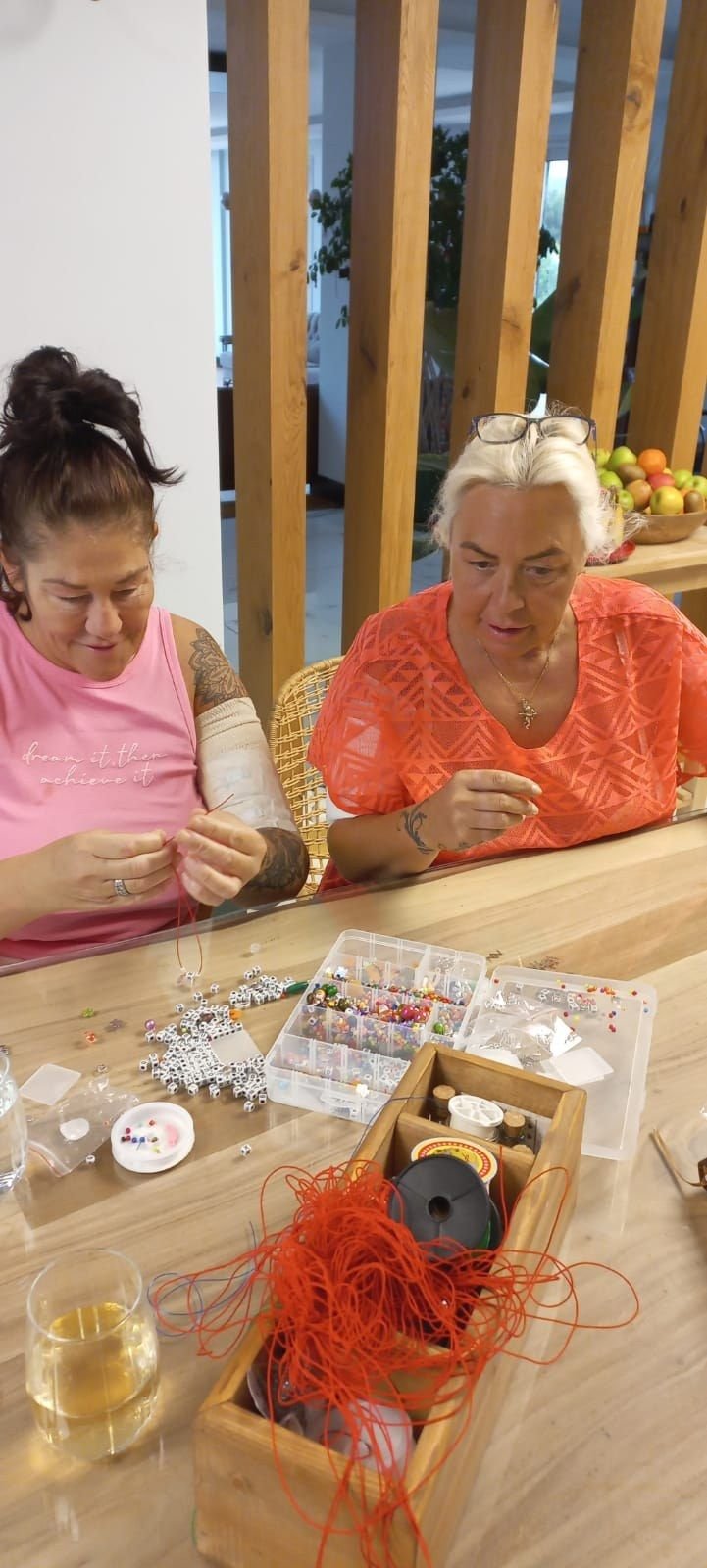 Two guests enjoying a craft activity