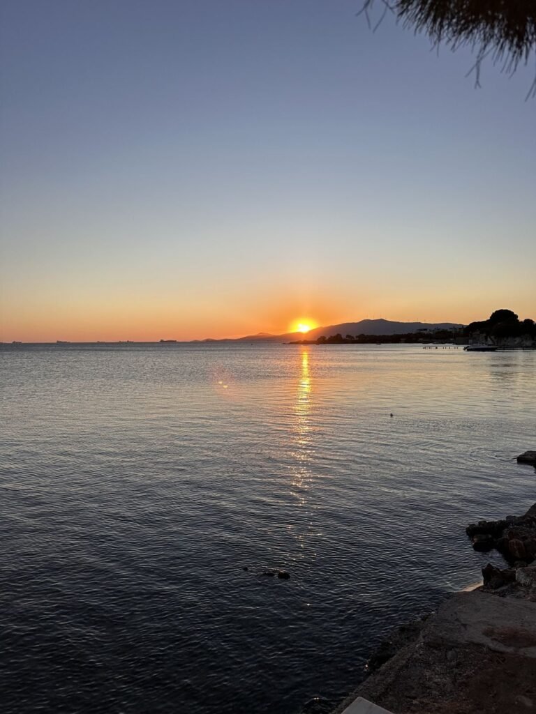 Sunset over the sea in Urla